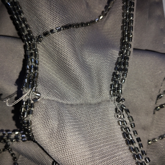 NWT Pappel Studio Beaded Cocktail Dress | Mercury Gray | Size 16 - Picture 5 of 8